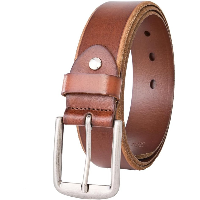 Чоловічий шкіряний ремінь: класичний джинсовий ремінь для чоловіків | З подарунковою коробкою | Ширина 38 мм | Колір: коричневий