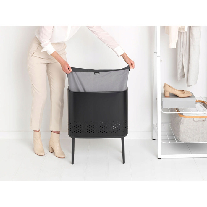 Кошик для білизни BRABANTIA Bo 60 л — сталевий, чорний матовий