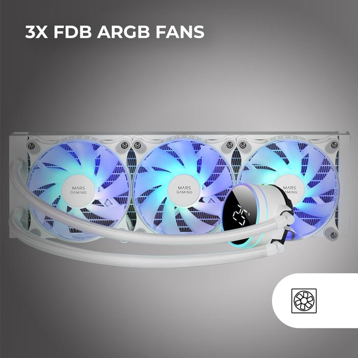 Mars Gaming ML-LCD360: Світлодіодна система водяного охолодження з LCD-дисплеєм (600W, 3x 120mm вентилятори)