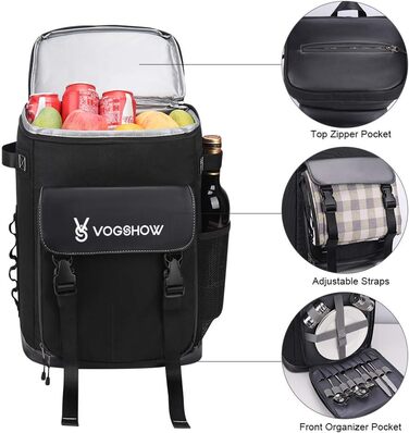 Vogshow Insulated Cooler Backpack - Large Cooler Bag, Insulated Picnic Backpacks, Multi-Purpose Thermal Backpacks for Camping, Family Outdoor Activities, BBQ, Shopping, Travel, Fishing, and Beach