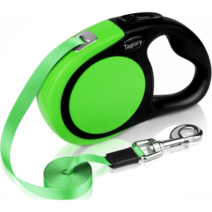 Висувна поводок для собак Taglory, 5м, для середніх та великих собак до 45кг, з надійним гальмом та антиковзним руків'ям