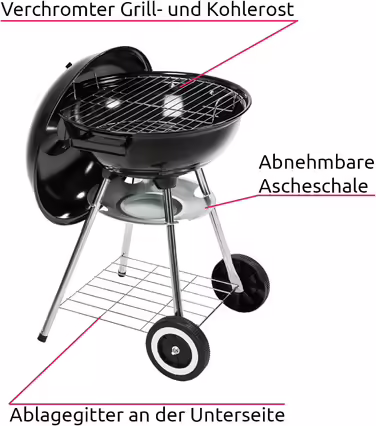 tectake 3in1 Barbecue Grill Cart Smoker, Smoker Grill with Thermometer, Adjustable Air Vent, Steaming, Charcoal Grill with Charcoal Tray and Ash Grid (BBQ Grill)
