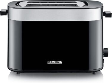 Тостер SEVERIN AT 9264, автоматичний, 800 Вт, 2 слоти, чорний, 7 режимів підсмажування, решітка для булочок, функції розморожування та підігріву