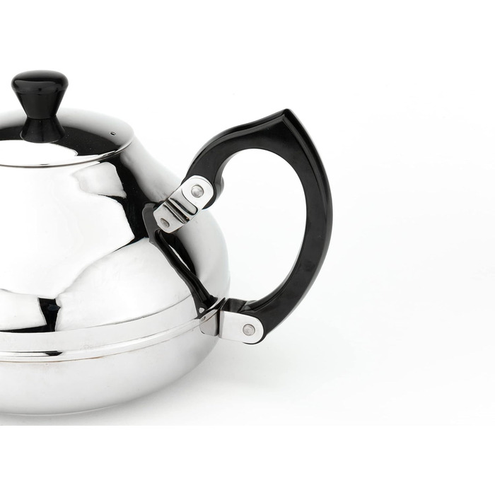 Bredemeijer small single-walled stainless steel teapot, 1.25 liters with black handle