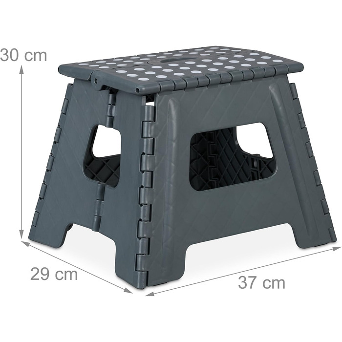 Складний табурет Relaxdays для кемпінгу, дитячий табурет для ванни, сірий, до 150 кг, пластик