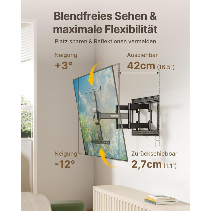 Кріплення для телевізора monTEK 1.1' Ultra Slim, 37-75 дюймів, до 60 кг, VESA 400x400 мм