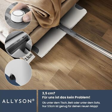 Набір для миття підлоги Allyson® Wischmopp Set: відро, 5 мопів, видалення волосся, віджим, для квартири, плитки та дерева