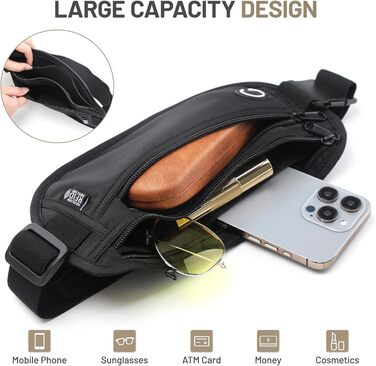 Водонепроникна поясна сумка з RFID захистом та антикрадійним замком для подорожей та спорту (Чорний)