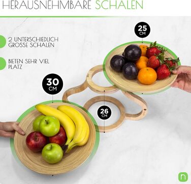 Натуралік: Двоярусна етажерка для фруктів з бамбука - Натуральне зберігання