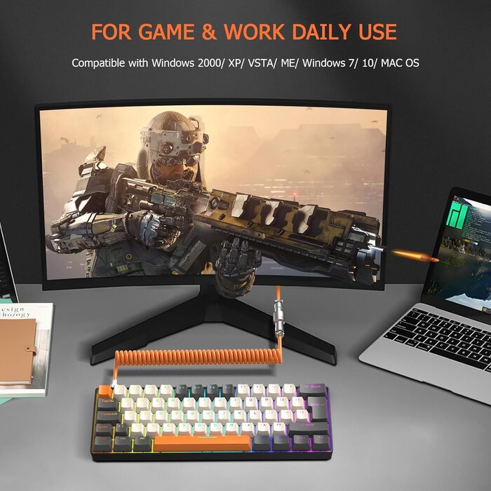 ZIYOU LANG T60 Pro: Механічна клавіатура та миша для геймінгу з RGB підсвічуванням (60% layout, UK QWERTY)