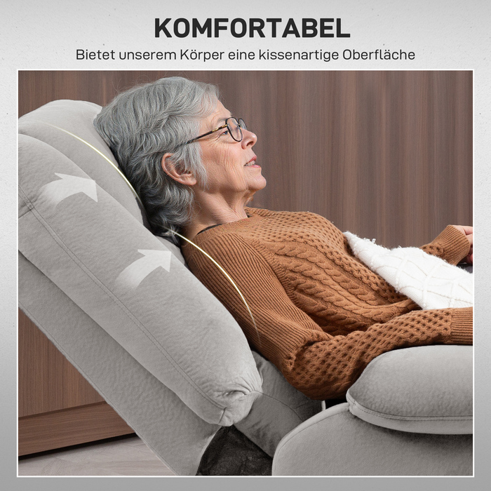 HOMCOM Power Lift Recliner Chair with Power Lift, TV Recliner with Vibration Massage, Reclining Function, Massage Chair with Heat, Footrest, Side Pocket, Timer, Light Grey | Aosom