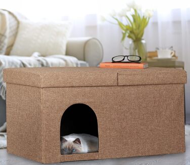 Будиночок для котів Relaxdays, двоповерховий, для дому, укриття для котів і маленьких собак, 38,5x74,5x37 см, світло-коричневий