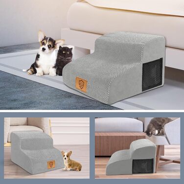 Сходинки для собак 2 шт., портативна сходинка для домашніх тварин з миючим покриттям, для маленьких собак, котів, з щільного поролону для ліжка та дивану