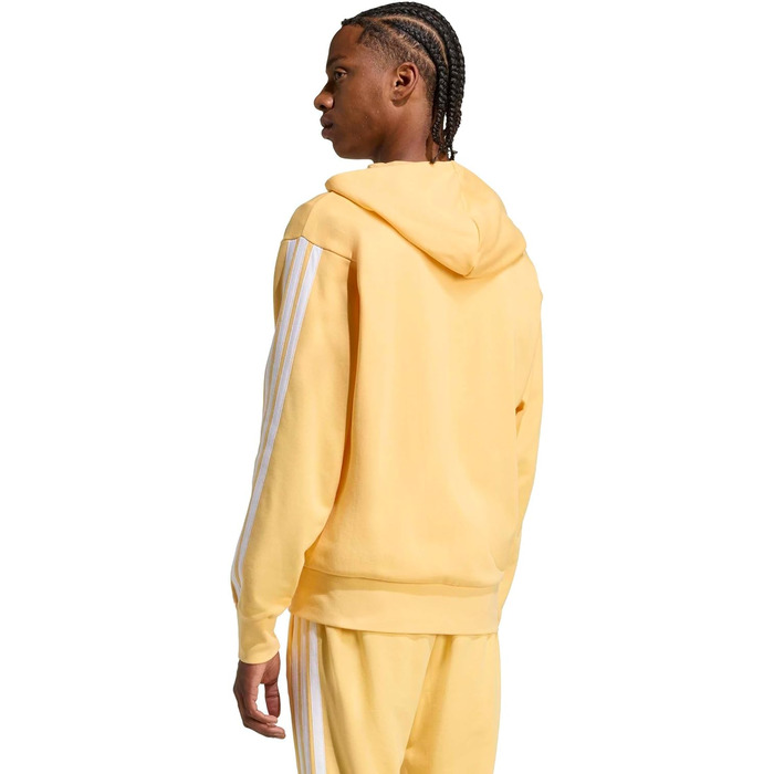 Чоловіча толстовка на блискавці Adidas Essential Three Stripes French Terry Hoodie (M, Semi Ice Tangerine/White)