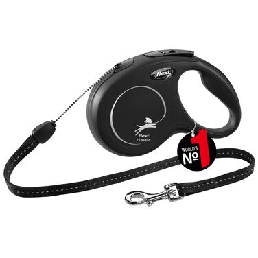 Рулетка для собак Flexi Classic S, 8 м, чорна (до 12 кг)