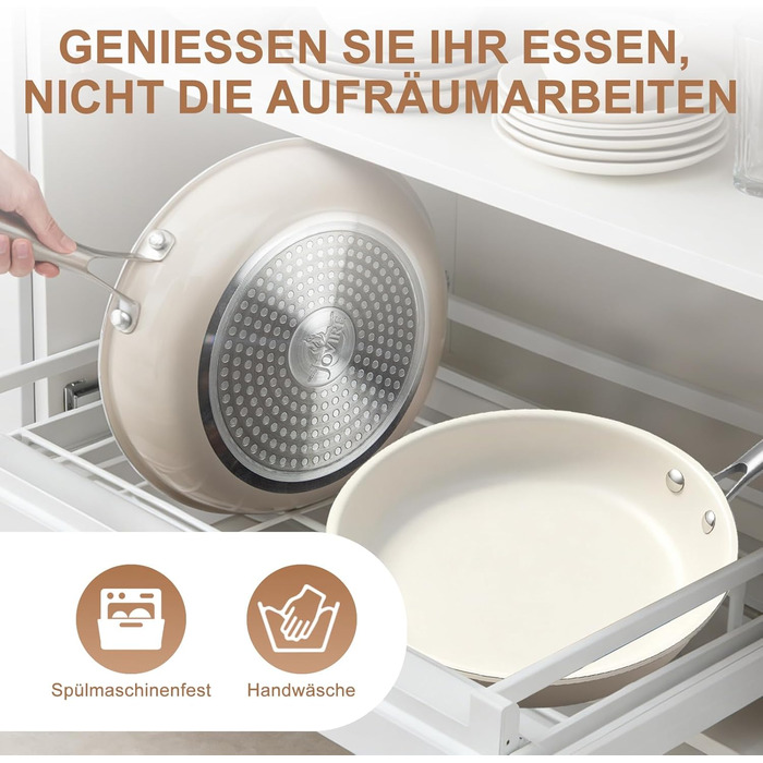 Пательня керамічна 24 см з антипригарним покриттям, індукція, духовка, посудомийка, без PFAS, PFOA, PTFE, алюміній з ручкою з нержавіючої сталі