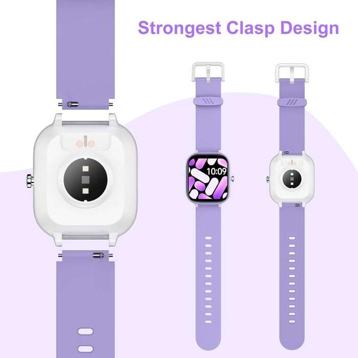 Дитячий фітнес-трекер: крокомір, вимірювання пульсу, 19 режимів, водонепроникний IP68, фіолетовий