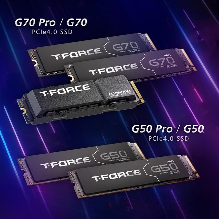 TEAMGROUP T-Force G50 2TB NVMe SSD PCIe Gen4x4 з 3D TLC NAND, SLC-кешуванням та графеним охолодженням для геймінгу (5000/4500 MB/s)