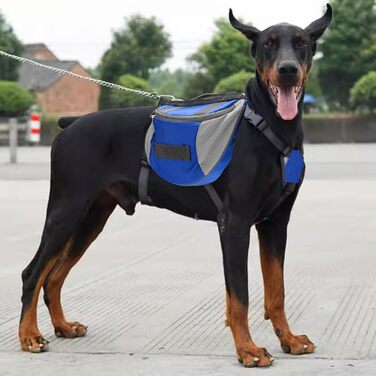 Рюкзак для собак Cyrank: набір посуду, жилет, сумка для їжі та води, рюкзак для собак, жилет для собак, сумка для їжі та води для собак, туристичний рюкзак для собак з світловідбиваючими смугами, жилет для собак, для великих собак (M)