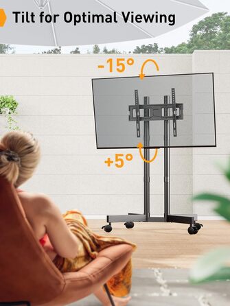 Підставка для телевізора Perlegear з роликами, 32-70 дюймів, плазма/LCD/LED, регулювання висоти та нахилу (-15° до +5°), до 40 кг, VESA 400x400 мм