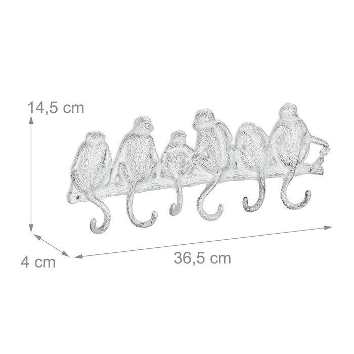 Relaxdays Monkey-Themed White Coat Rack