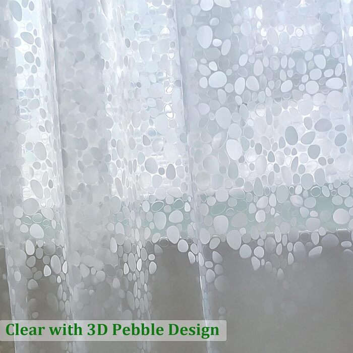 Водонепроникна штора для душу Eva 190 см з магнітами та кільцями, ПВХ, прозора, міцна