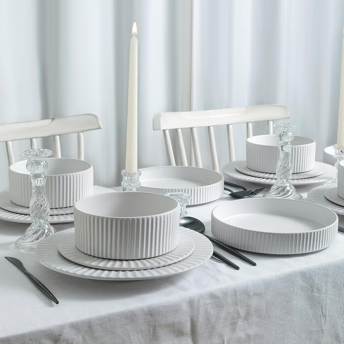 Посуд Christian Siriano Lusso Tafelservice 16 предметів, білий, кераміка для 4 осіб – Opulenter Garten