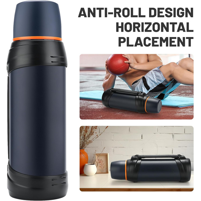2.5L Thermos Flask/Thermos Jar, Stainless Steel Insulated Flask/Drinking Bottle, Insulated Flask with 2 Drinking Cups, Double-Walled Insulation Camping Water Bottle, 24h Hot & Cold (Dark Blue)