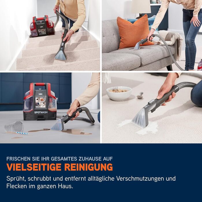 Портативний відпарювач Vax SpotWash Duo для чищення плям на килимах та м'яких меблях з насадкою для тварин, аксесуари для щоденного прибирання, насадки для різних поверхонь та миючий розчин (Spotwash EU)