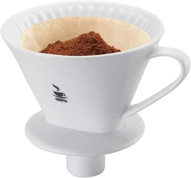 Gefu 16020 Coffee Filter Sandro, Size 4 made of white porcelain - Reusable hand filter for aromatic coffee
