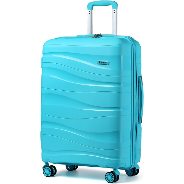 KONO Чемодан середнього розміру 65см з поліпропілену, з TSA замком, 65x46x26.5см (Крем-білий)