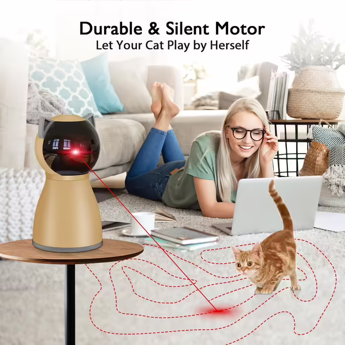 Interactive Cat Laser Toy Automatic for Indoor Cats, [2024 Upgraded] Real Random Trajectory Rechargeable Laser Cat Toys for Indoor Cats/Kittens/Dogs
