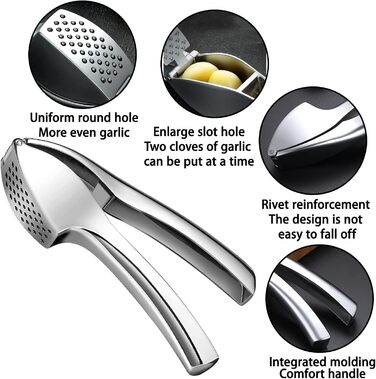 Прес для часнику та імбиру з нержавіючої сталі - преміум якість для кухні, легко миється