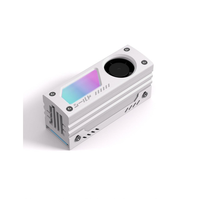 Охолоджувач SSD M.2 EZDIY-FAB Shield ARGB з 20мм вентилятором PWM, преміум-алюмінієвий дизайн, підтримка ARGB 5V 3-Pin, для M.2 2280, чорний, 1 шт.