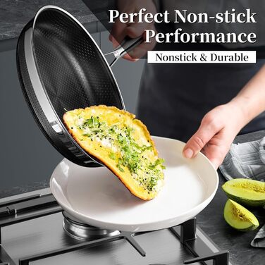 Набір сковорідок Innerwell Hybrid Edelstahl Profi 20+24+28 см - індукційні, з антипригарним покриттям Titan-Keramik, для всіх плит, PFOA-free