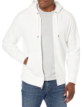 Чоловіча флісова толстовка-худі на блискавці Amazon Essentials, розмір L, Off White (Білий)