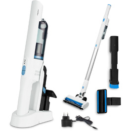 MEDION MD11515: Бездротовий акумуляторний пилосос 2-в-1 (білий) з насадкою для підлоги та трубою, BLDC мотор, HEPA 13 фільтр, 20 kPA, станція зарядки