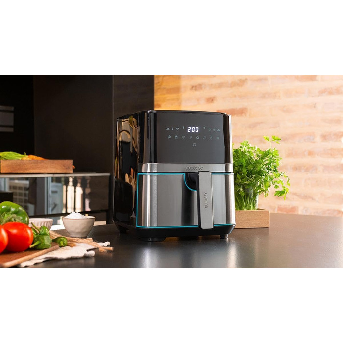 Фритюрниця без олії Cecotec Cecofry Full InoxBlack Pro 5500, 5.5 л, 1700 Вт, 8 режимів, PerfectCook, сталь