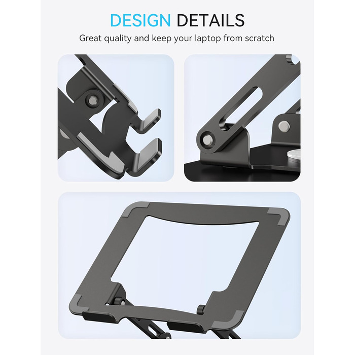 Підставка для ноутбука Soundance: регульована висота, 360° обертання, для екранів 10-15.6 дюймів, чорний A-Black