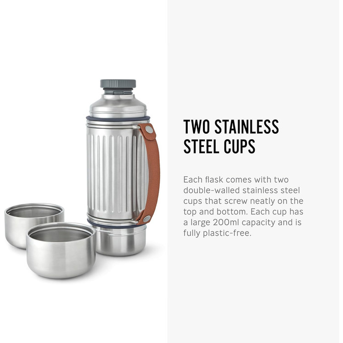 Термос Explorer Flask Duo Black + Blum: вакуумна ізольована фляга з нержавіючої сталі, 2 чашки, 24 години термальна ізоляція