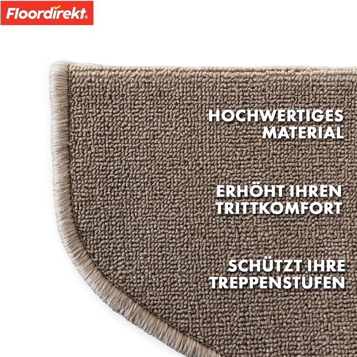 Килимок для сходів Floordirekt 15 шт. (65x23 см, напівкруглий), колір: коричневий