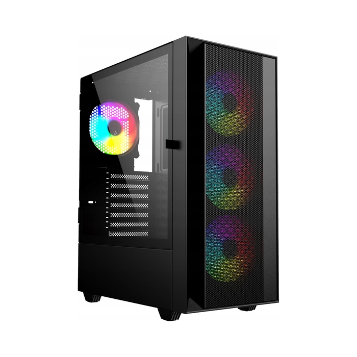 Ігровий корпус для ПК Gembird Fornax 4000 ARGB ATX Midi Tower, скло, чорний