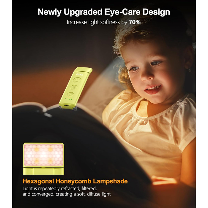 LED лампа для читання Gritin з кріпленням, USB-C, регульоване світло, 3 режими, без напруження для очей, для читання в ліжку, кут налаштування, для любителів книг (Смарагдово-зелений)