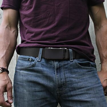 Чоловічий шкіряний ремінь DOOPAI з автоматичною пряжкою, 35 мм, регульований розмір, без отворів, чорний, 125 см (36''-42'')