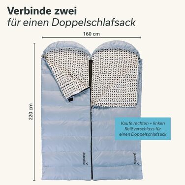 Спальний мішок Skandika Iceland Single: теплий, бавовняний, для кемпінгу, 220x80 см, 3 сезони, для дорослих, XXL, блакитний