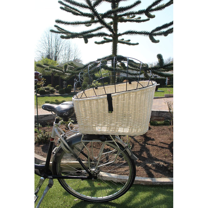 Корзина для собак на багажник Marcus Hundefahrradkorb XXL з плетіння з лози та металевою сіткою, з подушкою