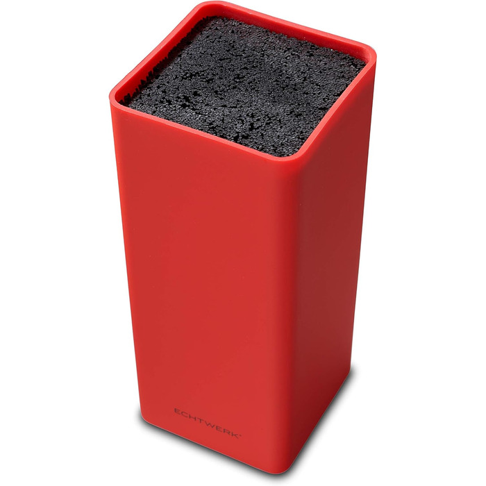 Echtwerk Universal Knife Block, Knife Holder, Kitchen Knife Organizer, practical knife stand, space-saving knife storage with brush insert, flexibly configurable, red, 30 cm