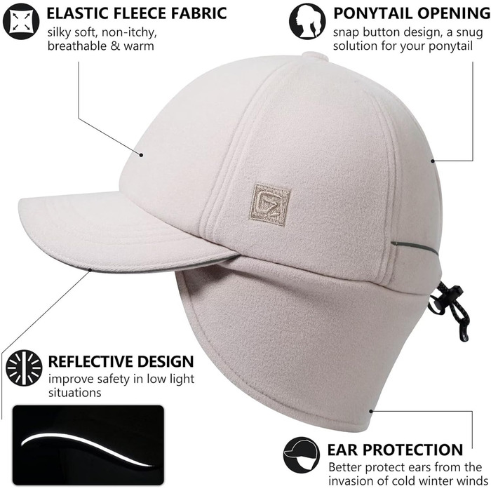 Флісова шапка-пончик GADIEMKENSD для жінок з відбиваючими елементами, регульованим козирком та нагрівачами для вух, 55-58, хакі
