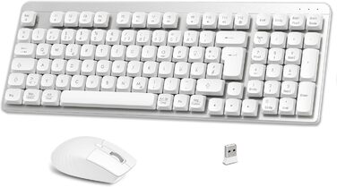 Механічна клавіатура та миша Leadsail FA98 бездротове комплект QWERTZ, 98 клавіш, низькопрофільний червоний перемикач, 1600 DPI, для Windows/MacOS/PC/Laptop (срільно-білий)