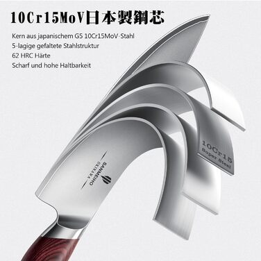 Ніж кухарський SANMEIHO Kochmesser 20 см, професійний, японський, сталь 10Cr15MoV (5 шарів), ручка Pakka-Wood, серія OKINAWA